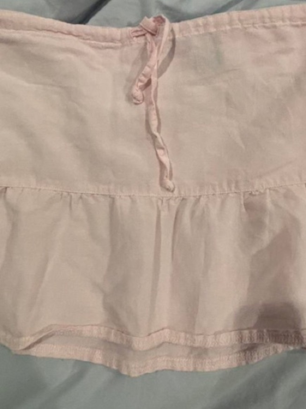 Planet Gold Pale Pink Tiered Mini Skirt with Drawstring Waist